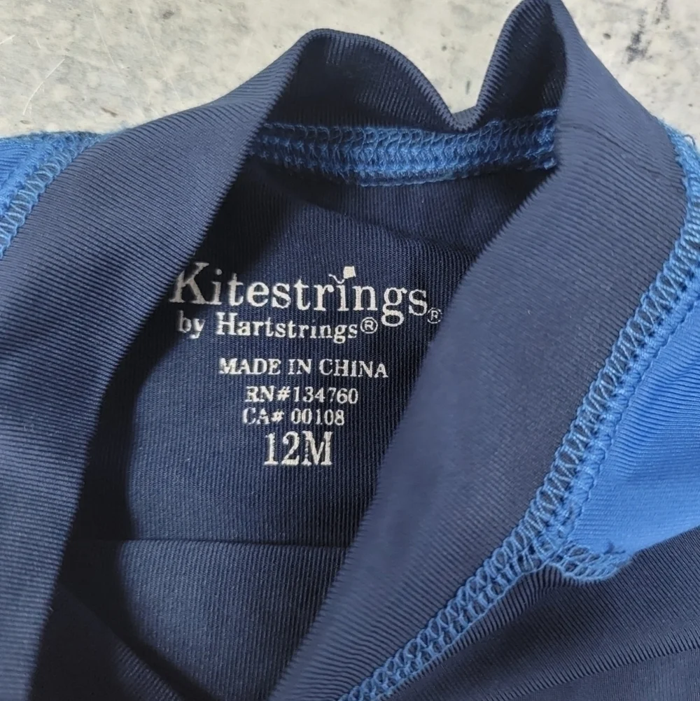 Kitestrings Navy & Blue Raglan Rash Guard Swim Shirt Size 12 Months